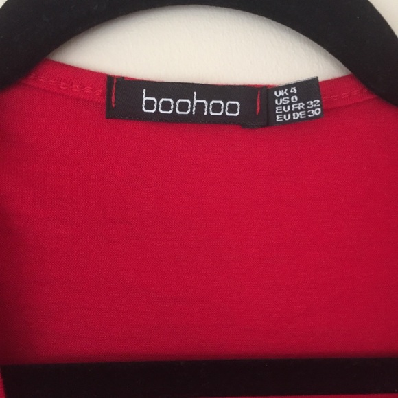 Boohoo red longsleeve front tie top size US 0 - Picture 6 of 6